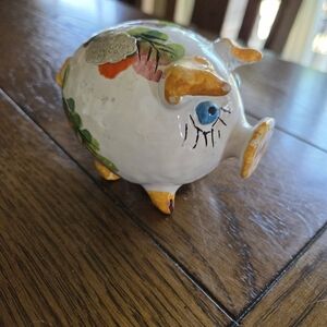 Mid Century Italian Pottery Piggy Bank Original Sticker